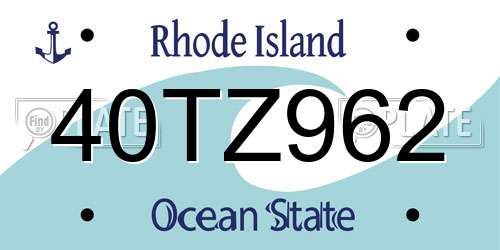 40TZ962 Rhode Island License Plate