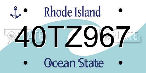40TZ967 Rhode Island License Plate