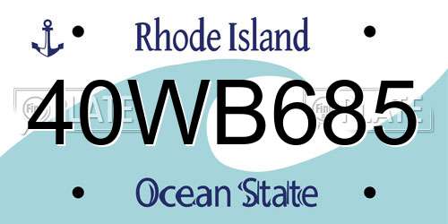 40WB685 Rhode Island License Plate