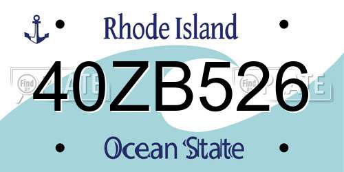 40ZB526 Rhode Island License Plate