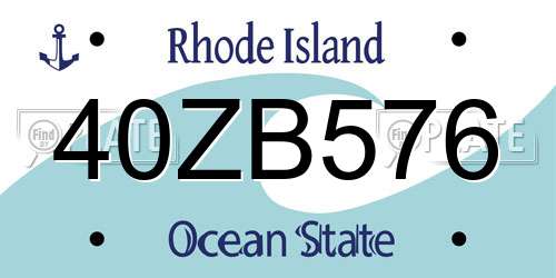 40ZB576 Rhode Island License Plate