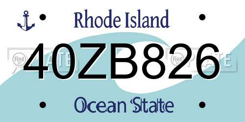 40ZB826 Rhode Island License Plate