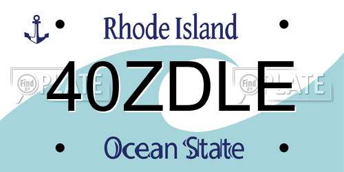 40ZDLE Rhode Island License Plate