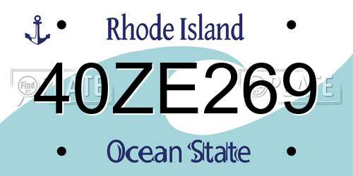40ZE269 Rhode Island License Plate