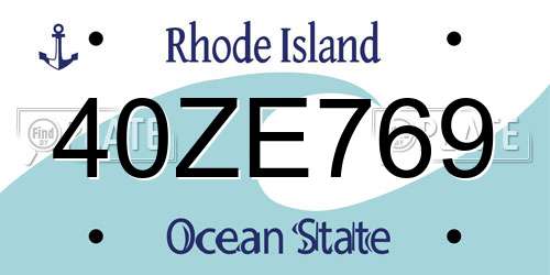 40ZE769 Rhode Island License Plate