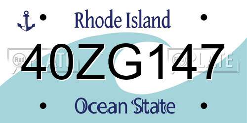 40ZG147 Rhode Island License Plate