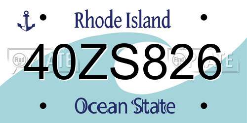 40ZS826 Rhode Island License Plate