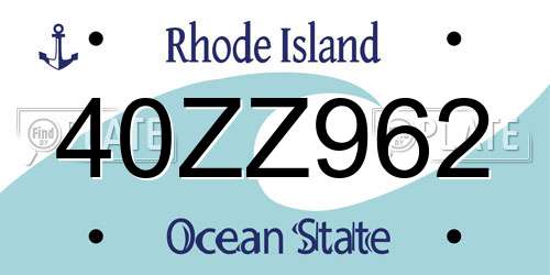 40ZZ962 Rhode Island License Plate