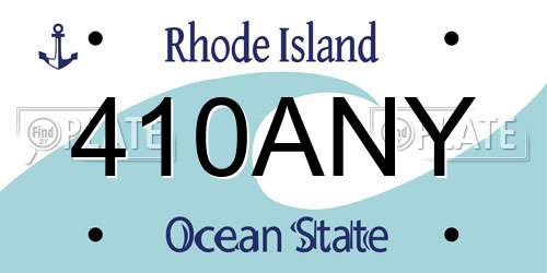 410ANY Rhode Island License Plate