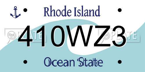 410WZ3 Rhode Island License Plate