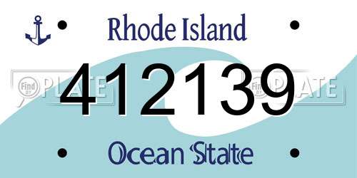 412139 Rhode Island License Plate