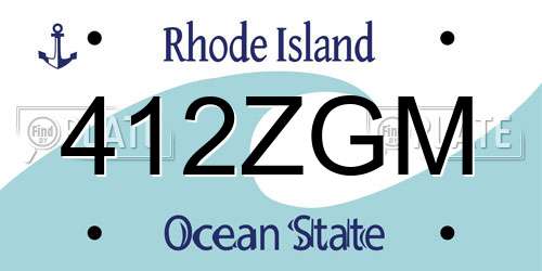 412ZGM Rhode Island License Plate