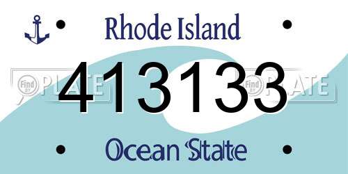 413133 Rhode Island License Plate
