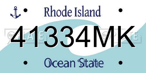 41334MK Rhode Island License Plate