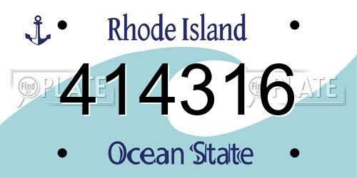 414316 Rhode Island License Plate