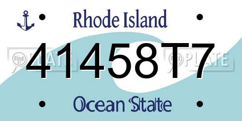 41458T7 Rhode Island License Plate