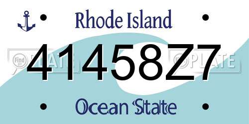 41458Z7 Rhode Island License Plate