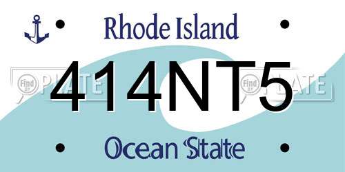 414NT5 Rhode Island License Plate