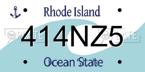 414NZ5 Rhode Island License Plate