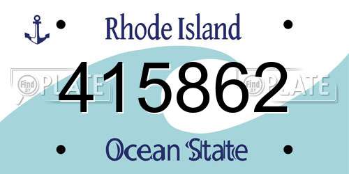 415862 Rhode Island License Plate