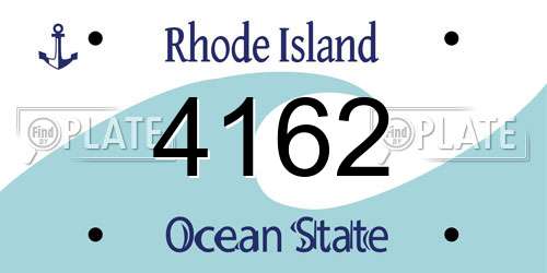 4162 Rhode Island License Plate