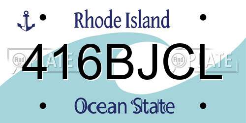 416BJCL Rhode Island License Plate