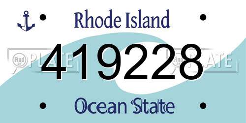 419228 Rhode Island License Plate