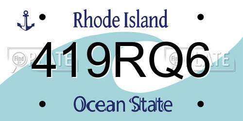 419RQ6 Rhode Island License Plate