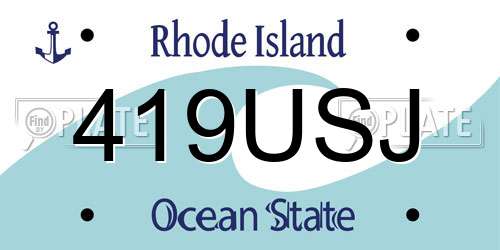 419USJ Rhode Island License Plate