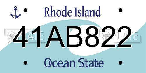 41AB822 Rhode Island License Plate