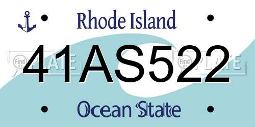 41AS522 Rhode Island License Plate