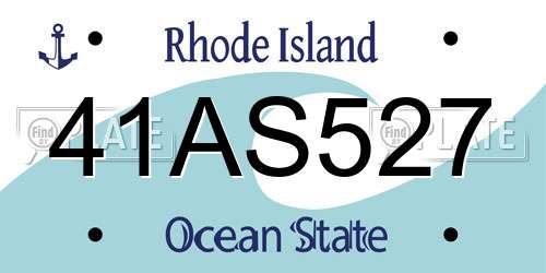 41AS527 Rhode Island License Plate