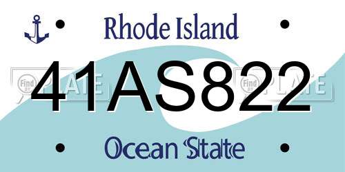 41AS822 Rhode Island License Plate