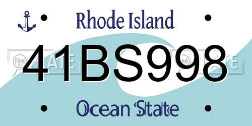 41BS998 Rhode Island License Plate