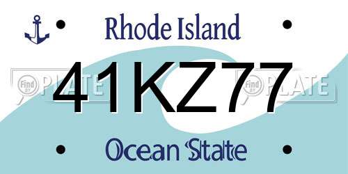 41KZ77 Rhode Island License Plate
