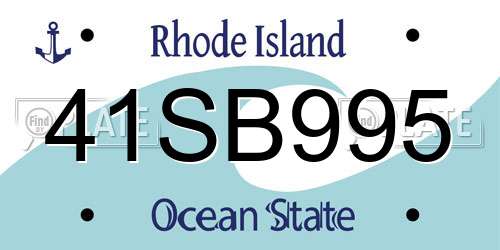 41SB995 Rhode Island License Plate