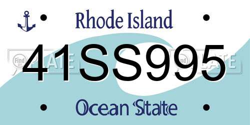 41SS995 Rhode Island License Plate