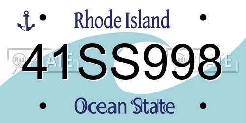 41SS998 Rhode Island License Plate