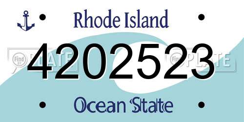 4202523 Rhode Island License Plate
