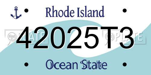 42025T3 Rhode Island License Plate