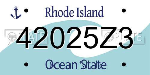 42025Z3 Rhode Island License Plate