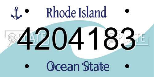 4204183 Rhode Island License Plate