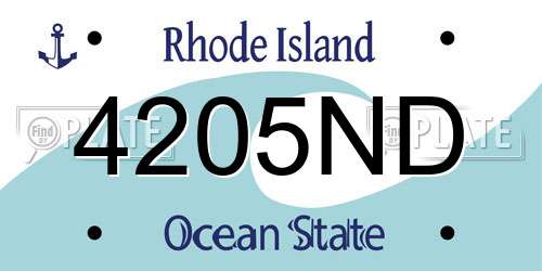 4205ND Rhode Island License Plate