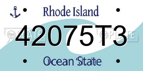 42075T3 Rhode Island License Plate