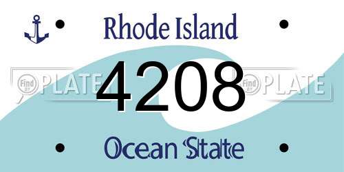 4208 Rhode Island License Plate
