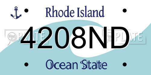 4208ND Rhode Island License Plate