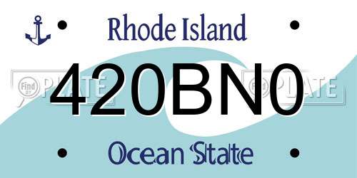 420BN0 Rhode Island License Plate