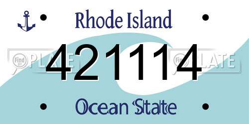 421114 Rhode Island License Plate