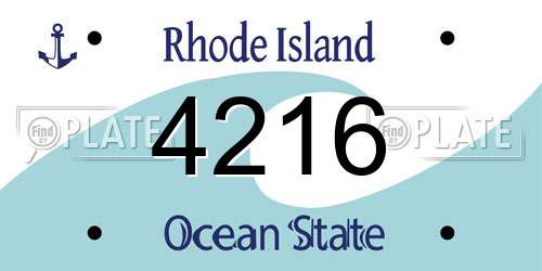 4216 Rhode Island License Plate