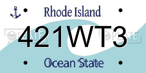 421WT3 Rhode Island License Plate